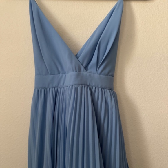 NWT Michael Costello X Revolve Ale  light blue pleated maxi Gown M - Picture 6 of 8